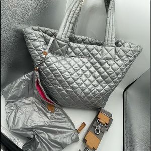 MZ Wallace Medium Metro Tote Tin Metallic “Handle Discoloration “